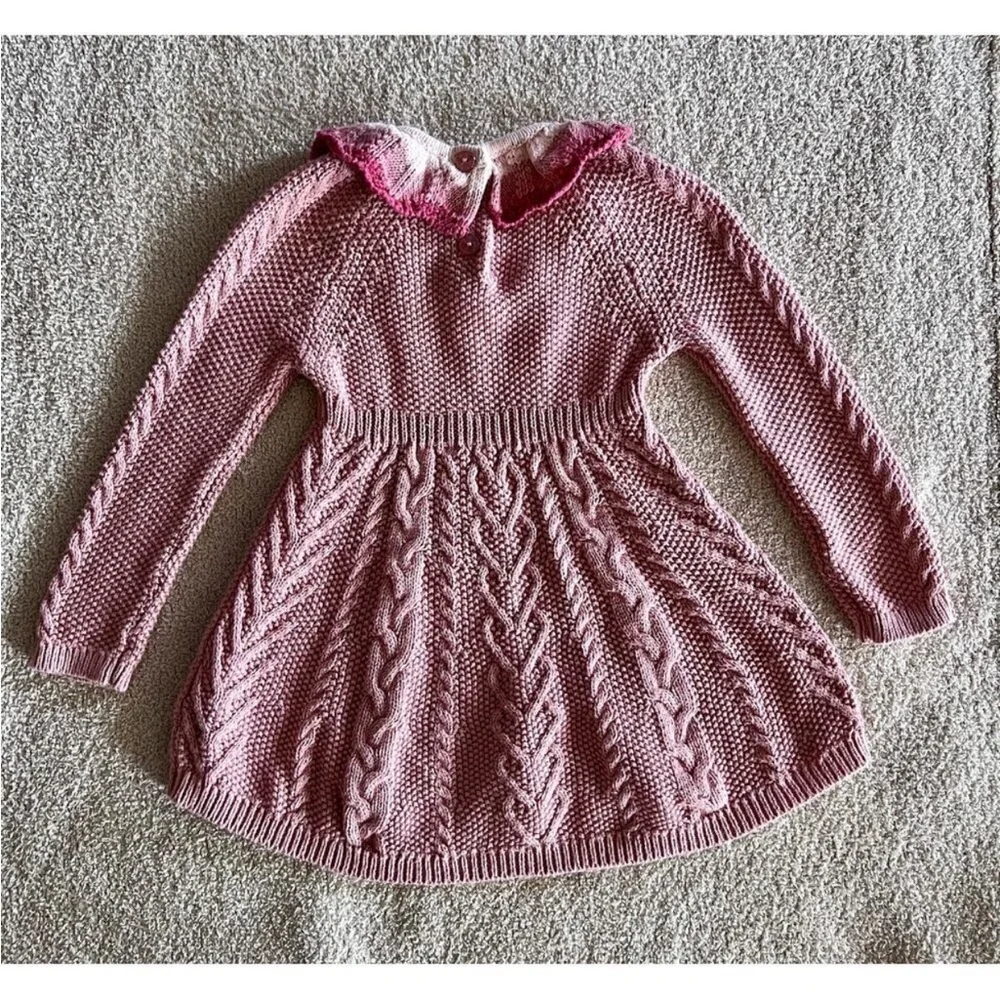 CYNTHIA ROWLEY little girls knit sweater dress blush pink size 6-9 months